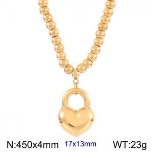 Stainless steel round bead necklace - KN236282-Z