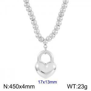 Stainless steel round bead necklace - KN236283-Z