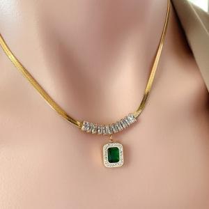 Stainless Steel Stone Necklace - KN236344B-WGJL