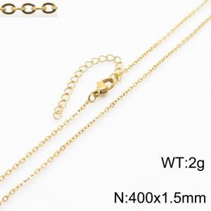 400X1.5mm Gold-Plated Stainless Steel O links Necklace with Extension Chain - KN236352-Z