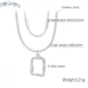 Hot selling men's and women's simple double layered square pendant necklace - KN236396-Z