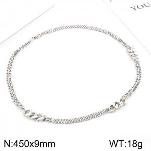 Splicing Double Layer Titanium Steel Necklace - KN236397-Z