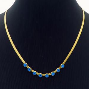 Link Chain Stainless Steel Necklace Women With Devil's Eyes Accessories Gold Color - KN236403-HM