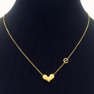 Link Chain Stainless Steel Necklace Women With Heart & Alphabet Accessories Gold Color - KN236404-HM