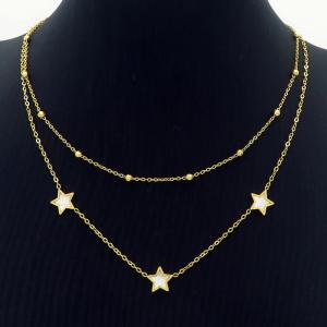 Link Chain Stainless Steel Double Layers Necklace Women With Stars Accessories Gold Color - KN236405-HM