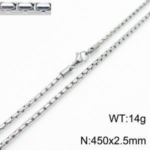 45cm Silver Color Stainless Steel Box Link Chain Neckalce - KN236467-Z