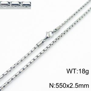 55cm Silver Color Stainless Steel Box Link Chain Neckalce - KN236469-Z