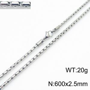 60cm Silver Color Stainless Steel Box Link Chain Neckalce - KN236470-Z