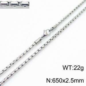 65cm Silver Color Stainless Steel Box Link Chain Neckalce - KN236471-z
