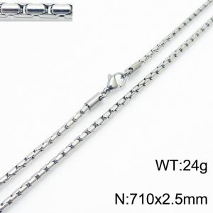 71cm Silver Color Stainless Steel Box Link Chain Neckalce - KN236472-Z
