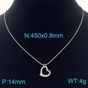 Heart shaped pendant snake bone chain stainless steel necklace - KN236524-HR