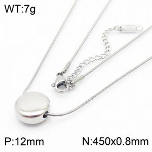 Smooth Round Bean Snake Bone Chain Stainless Steel Pendant Necklace - KN236548-HR
