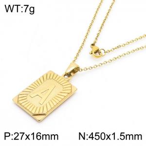 450mm Unisex Gold-Plated Stainless Steel Necklace with Capital Letter A Tag Pendant - KN236553-GG