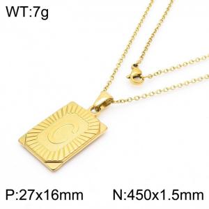 450mm Unisex Gold-Plated Stainless Steel Necklace with Capital Letter C Tag Pendant - KN236555-GG