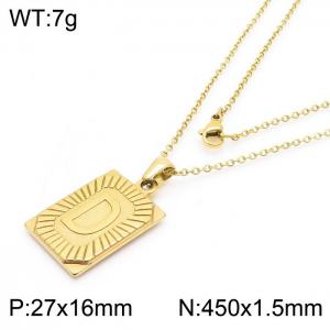 450mm Unisex Gold-Plated Stainless Steel Necklace with Capital Letter D Tag Pendant - KN236556-GG