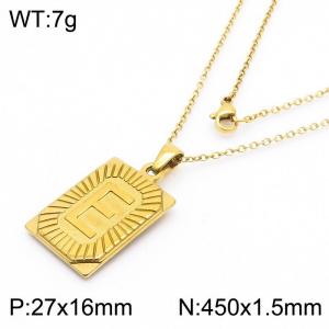 450mm Unisex Gold-Plated Stainless Steel Necklace with Capital Letter E Tag Pendant - KN236557-GG