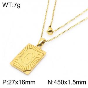450mm Unisex Gold-Plated Stainless Steel Necklace with Capital Letter G Tag Pendant - KN236559-GG