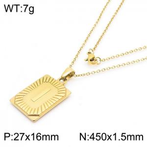 450mm Unisex Gold-Plated Stainless Steel Necklace with Capital Letter I Tag Pendant - KN236561-GG