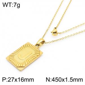 450mm Unisex Gold-Plated Stainless Steel Necklace with Capital Letter J Tag Pendant - KN236562-GG