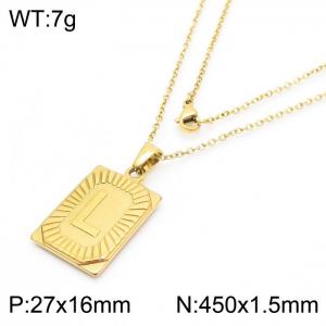450mm Unisex Gold-Plated Stainless Steel Necklace with Capital Letter L Tag Pendant - KN236564-GG