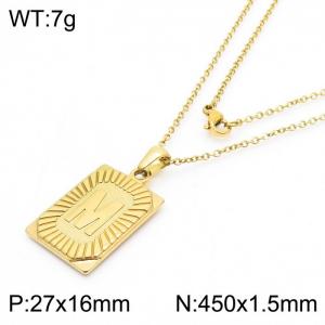 450mm Unisex Gold-Plated Stainless Steel Necklace with Capital Letter M Tag Pendant - KN236565-GG