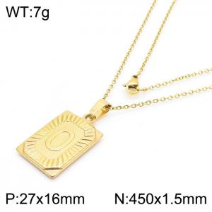 450mm Unisex Gold-Plated Stainless Steel Necklace with Capital Letter O Tag Pendant - KN236567-GG