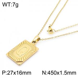 450mm Unisex Gold-Plated Stainless Steel Necklace with Capital Letter Q Tag Pendant - KN236569-GG