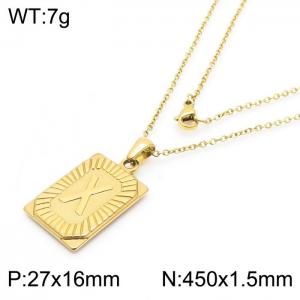 450mm Unisex Gold-Plated Stainless Steel Necklace with Capital Letter X Tag Pendant - KN236576-GG