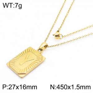450mm Unisex Gold-Plated Stainless Steel Necklace with Capital Letter Y Tag Pendant - KN236577-GG