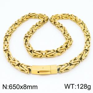 650x8mm Fashing Gold-plating Stainless Steel Necklace for Man Color Gold - KN236583-KFC