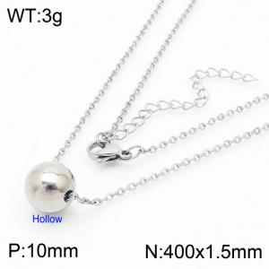 1.5mm Hollow Ball-shaped Pendant Link Chain Stainless Steel Necklace Silver Color - KN236585-Z