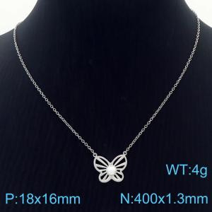 Stainless Steel Cute Hollowed out Butterfly Ladies steel color necklace - KN236623-KLX