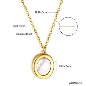 Stainless steel simple circular shell accessory charm gold necklace - KN236637-WGSA
