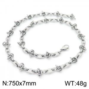 75cm Silver Color Stainless Steel Pig Nose Link Chain Necklace - KN236751-Z