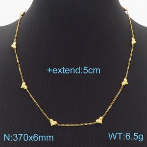 6mm Gold-Plated Heart Charm 37+5cm Choker Lightweight Stainless Steel Necklace For Women - KN236895-WGML