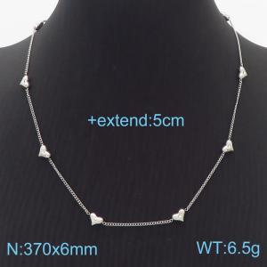 6mm Silver Heart Charm 37+5cm Choker Lightweight Stainless Steel Necklace For Women - KN236896-WGML