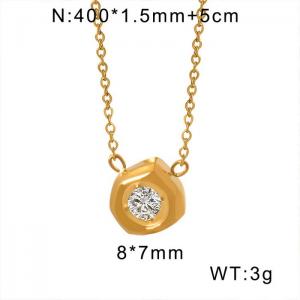 Gold Plated 15.8+2 Inch (40+5 cm) Adjustable Cable Chain Necklace With Zirconia Lightweight Stainless Steel Necklace For Women - KN236897-WGML