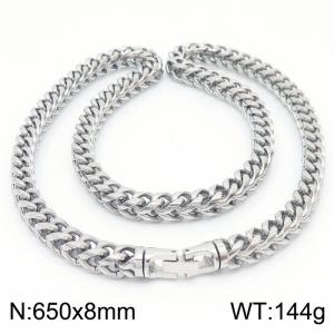 8x650mm Stainless Steel Silver Foxtail Chain Necklace - KN236911-KFC