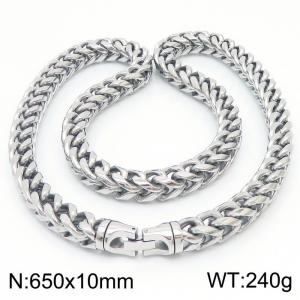 10x650mm Stainless Steel Silver Foxtail Chain Necklace - KN236914-KFC