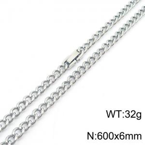 600X6mm Hip-Hop Stainless Steel Clip Clasp Cuban Links Necklace - KN237000-TSC