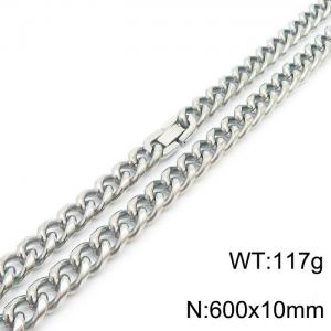 600X10m Hip-Hop Stainless Steel Clip Clasp Cuban Links Necklace - KN237002-TSC