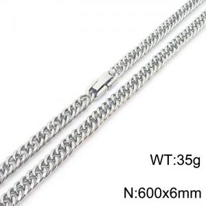 600X6mm Stainless Steel Clip Clasp Compact Cuban Links Necklace - KN237008-TSC