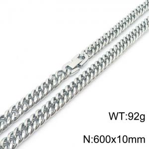 600X10mm Stainless Steel Clip Clasp Compact Cuban Links Necklace - KN237010-TSC