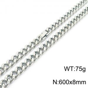 600X8mm Casual Stainless Steel Clip Clasp Cuban Links Necklace - KN237032-TSC