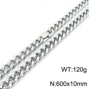 600X10mm Casual Stainless Steel Clip Clasp Cuban Links Necklace - KN237033-TSC