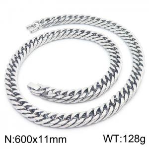 600X11mm Stainless Steel Clip Clasp Neat Compact Cuban Links Necklace - KN237041-TSC