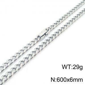 600X6mm Angular Stainless Steel Clip Clasp Cuban Links Necklace - KN237046-TSC