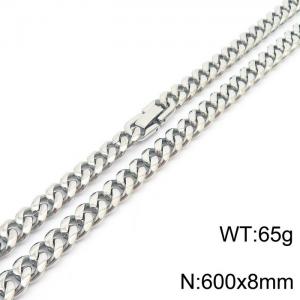 600X8mm Angular Stainless Steel Clip Clasp Cuban Links Necklace - KN237047-TSC