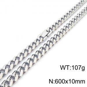 600X10mm Angular Stainless Steel Clip Clasp Cuban Links Necklace - KN237048-TSC