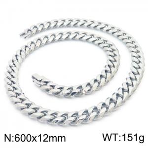 600X12mm Angular Stainless Steel Clip Clasp Cuban Links Necklace - KN237049-TSC